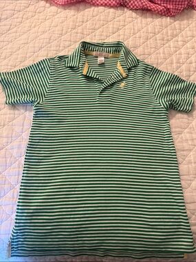 The Beaufort Bonnet Company Green & White Striped Polo